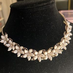 Antique White Enamel Flower Necklace
